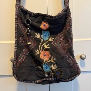 Rising International Floral Embroidery Boho Purse